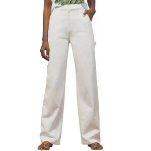 MOTHER The Stud Finder Sneak High-Rise Wide-Leg Jeans, Carpenter, White, 25, NWT